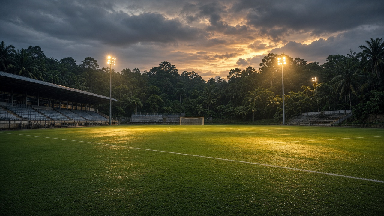 Padang bola sepak kosong waktu senja